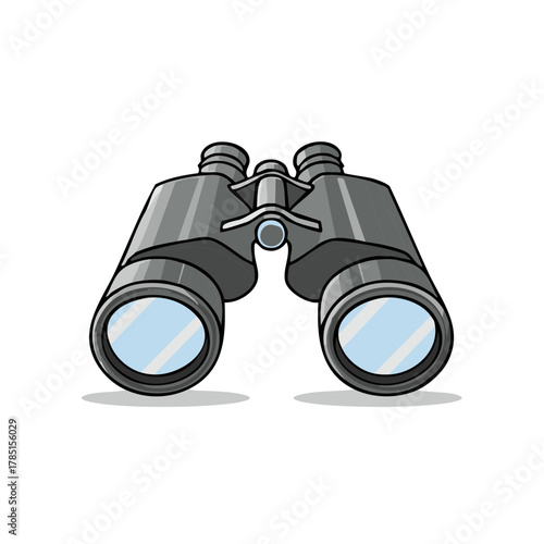 Grey Binoculars Vector Illustration for Observation, Exploration, and Discovery