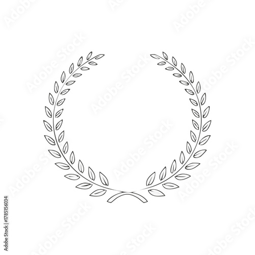 Simple hand-drawn laurel wreath with leaves and stems celebrating achievement and victory