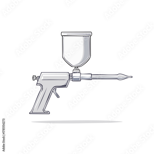 Airbrush Tool with Fluid Reservoir in Metallic Gray for Fine Art and Automotive Applications