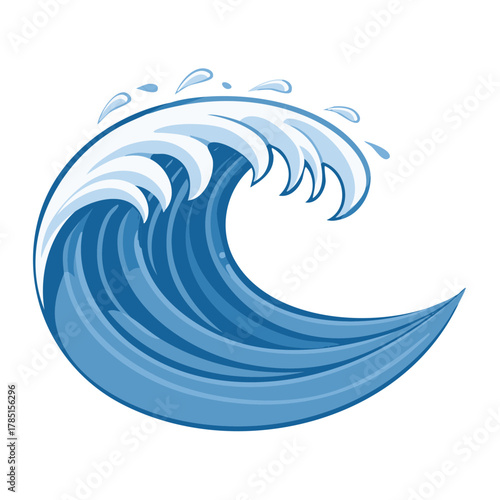 Cartoon Ocean Wave Illustration. Vector Art of a Surfing Water Wave
