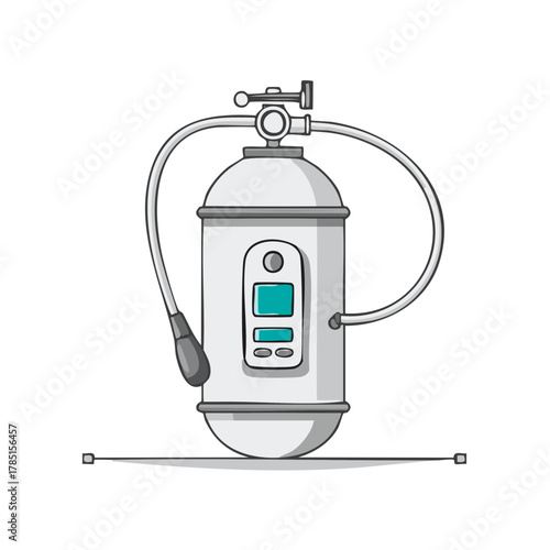 Modern scuba diving tank with regulator and digital display for underwater exploration and adventure