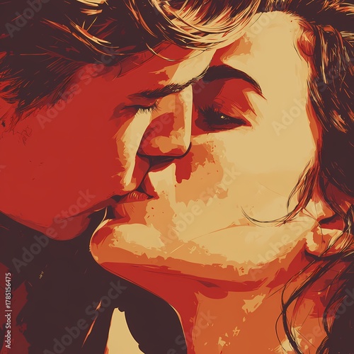 Intimate Connection: Passionate Couple Close-Up Portrait