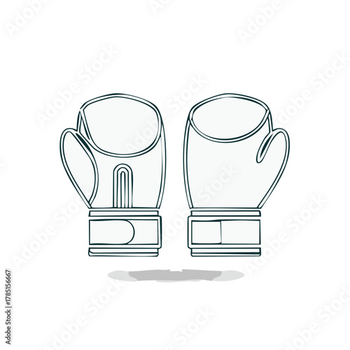 Hand Drawn Style Boxing Gloves Set Pair Minimalist Training Gear Fitness Equipment Concept