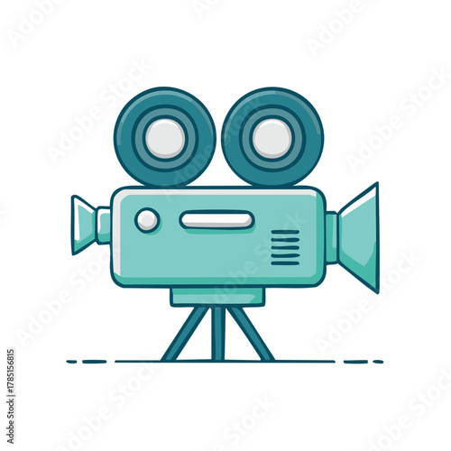Retro Film Camera on Tripod for Movie Production and Cinema Industry Illustration