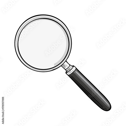Hand drawn magnifying glass icon for investigation search or focus on details