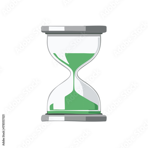 Illustration of a Sand Timer with Green Sand Measuring Passing Time