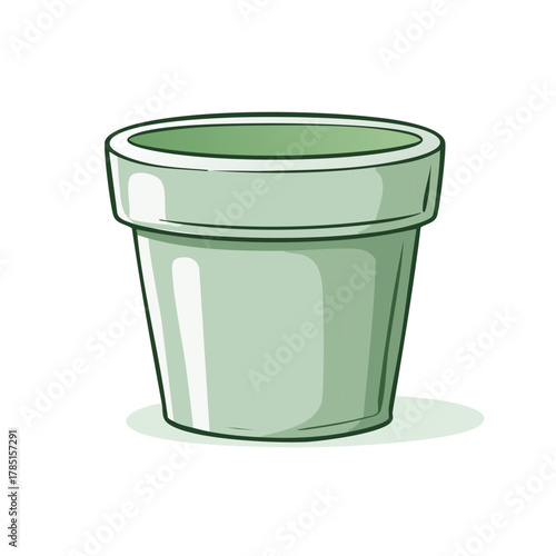 Empty green plant pot vector illustration for gardening home decor and planting projects
