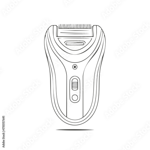 Electric shaver illustration with outline. Minimalistic drawing of an electronic epilator for hair removal.