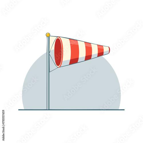Windsock Vector Illustration Red and White Stripes Measuring Wind Direction