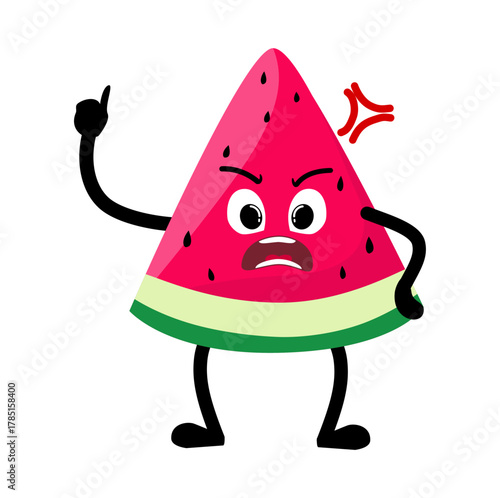 Cute Hand Drawn Angry Watermelon