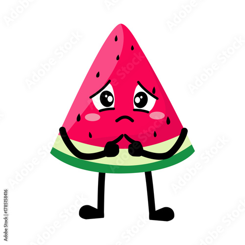 Cute Hand Drawn Sad Gloomy Watermelon