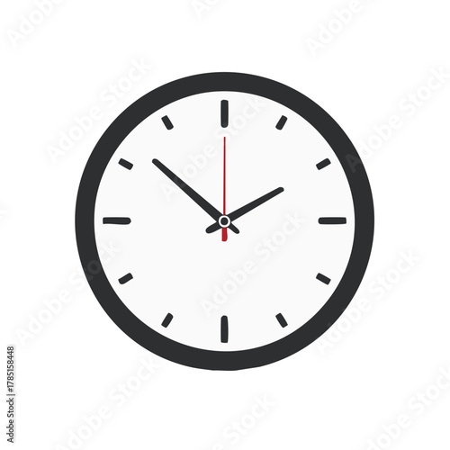 Simple Modern Round Wall Clock Showing Time with Hour and Minute Hands