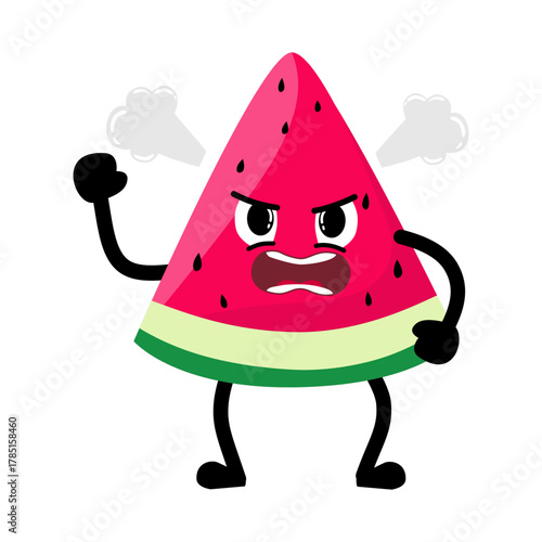 Cute Hand Drawn Furious Mad Watermelon
