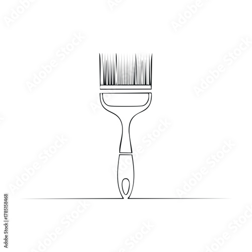Paint brush tool outline illustration simple style. Painter equipment minimal art concept.