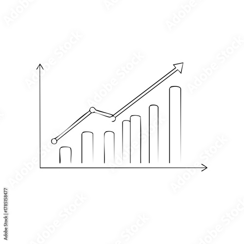 Simple Line Graph Showing Steady Growth with an Upward Trend and Increased Profit Margin