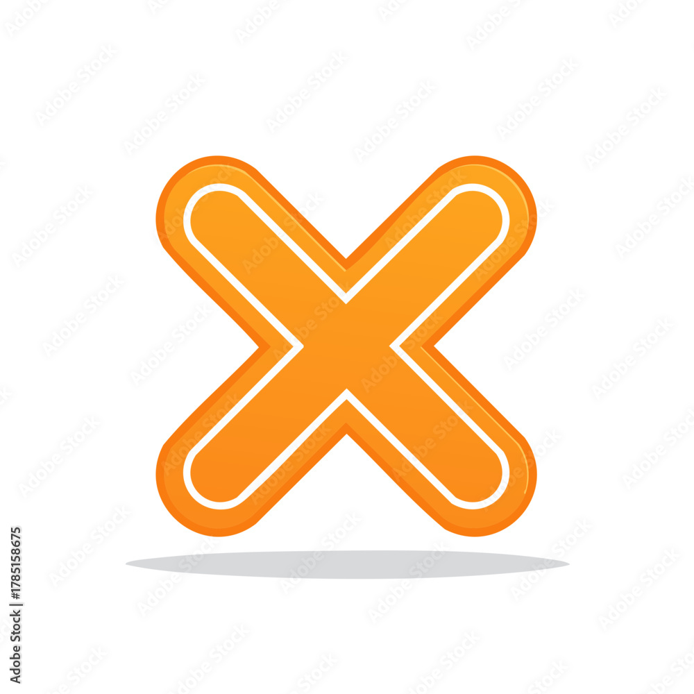 Obraz premium Orange Letter X Symbol with White Outline and Shadow