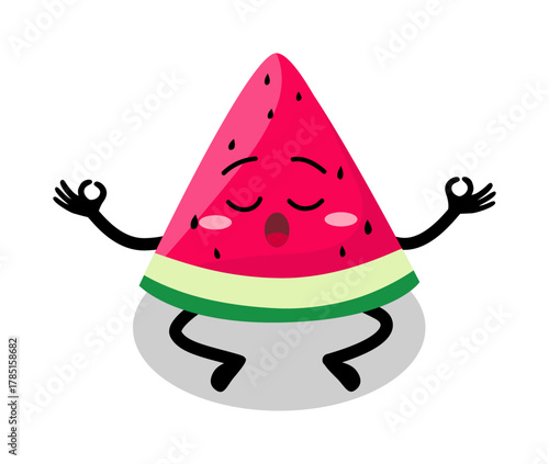 Cute Hand Drawn Relaxed Yoga Watermelon