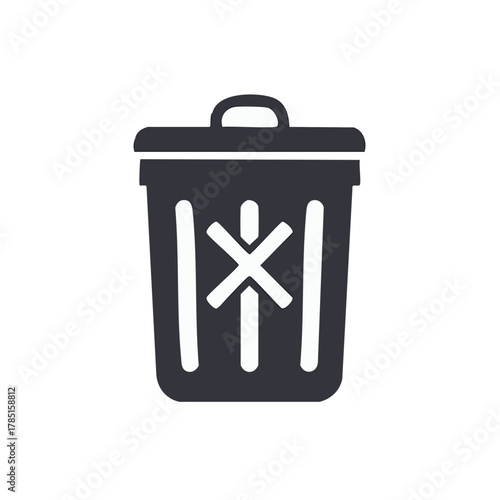 Dark gray trash can icon with white asterisk symbol on its front