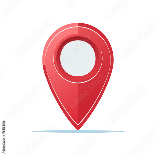 Red Location Pin Vector Illustration for Maps Navigation or Directional Indicators Used in GPS Systems