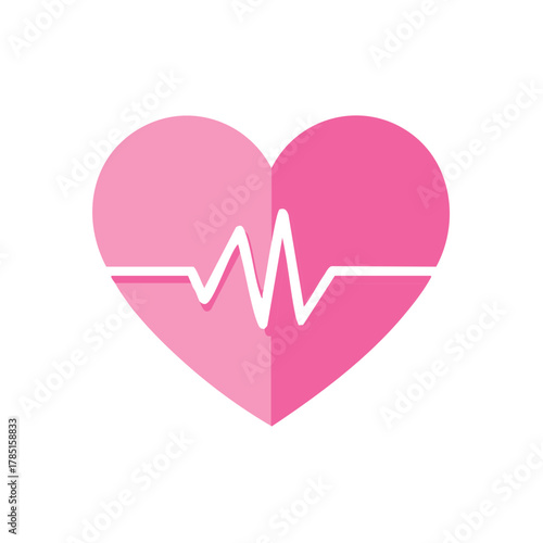 Pink Heart with Pulse Wave Icon Illustration Health Awareness and Medical Symbol