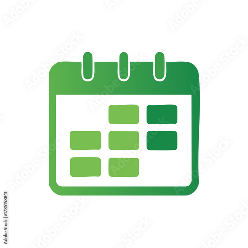 Green calendar with days schedule reminder dates agenda planning appointments