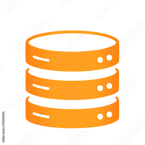 Stack of Orange Database Disks with Small Dots and Stripes Icons
