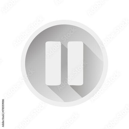 Modern gray pause symbol with soft shadows