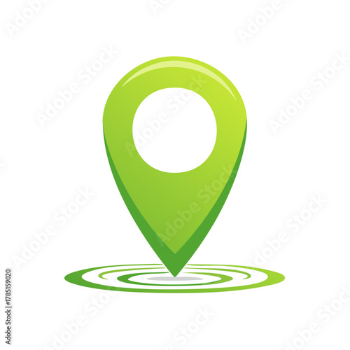 Green Location Pin Icon with Target Destination Symbol
