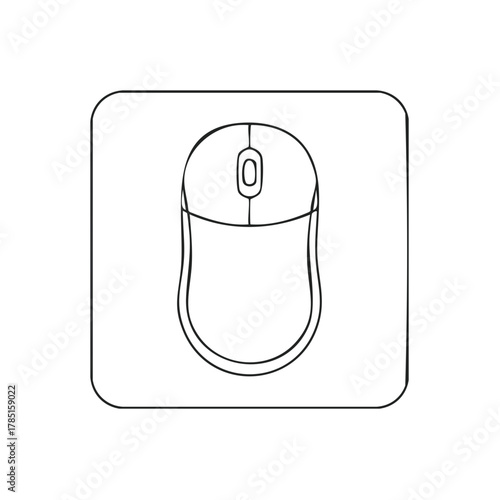 Simple Line Drawing of a Computer Mouse in a Square Frame
