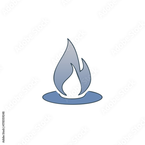 Modern blue gradient flame icon symbolizing natural gas energy warmth and fuel graphic illustration