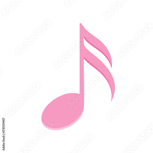 Stylized pink musical note symbol graphic depicting melody sound rhythm and music concept