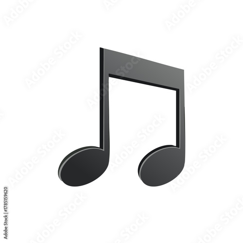 3D Gray Musical Note Pair Representing Sound Harmony and Rhythm