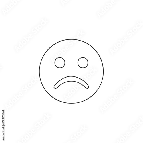 Sad face emoji outline with eyes and mouth, representing sadness and depression.