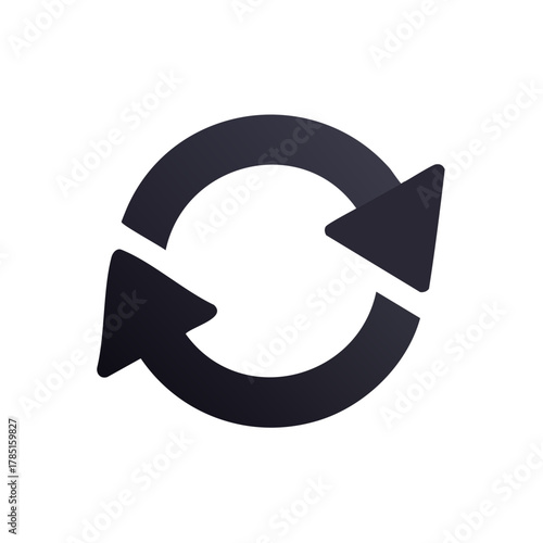 Circular arrows icon in dark grey, representing refresh, reload, or recycle.