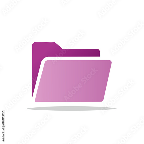 Vibrant purple pink gradient open digital file folder icon for data organization and document storage