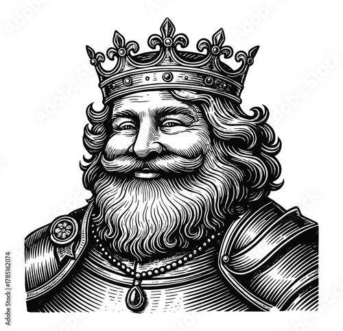 Medieval King Portrait – Smiling Monarch in Armor