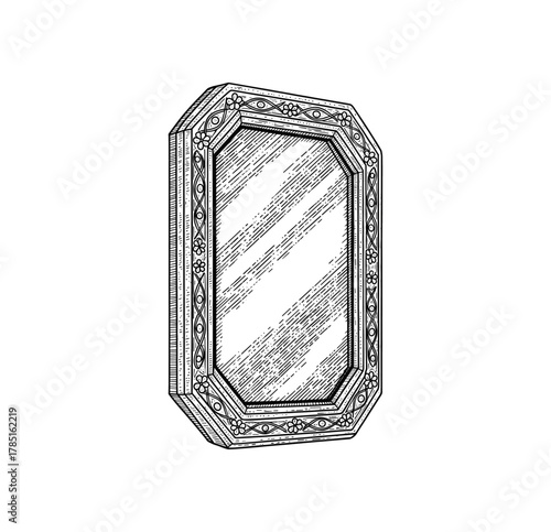 Antique Mirror Frame – Vintage Decorative Engraving