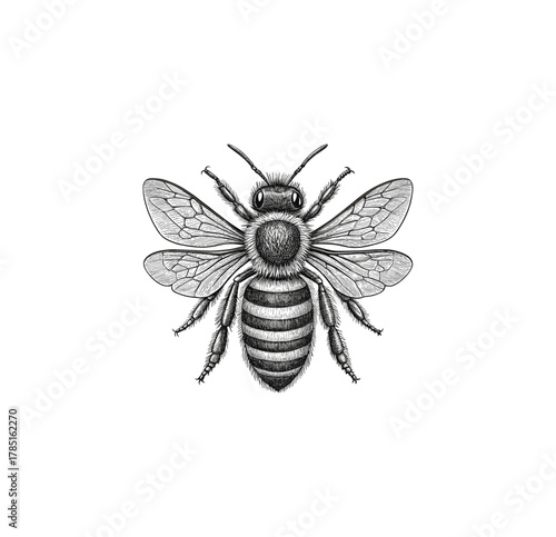 Detailed Honey Bee Engraving – Vintage Insect Illustration