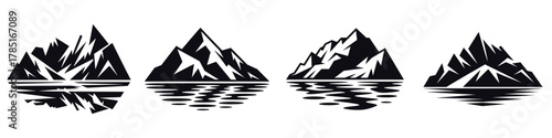 Iceberg Vector Illustration Set – Frozen Mountain Silhouette with Reflection, Arctic Ocean Landscape, Winter Nature Scene, Cold Climate Symbol, and Polar Expedition Design Art