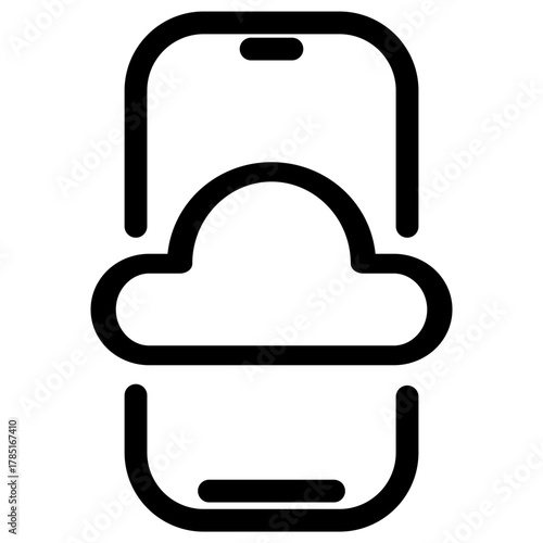 This icon represents cloud storage- showcasing seamless data backup and access via mobile phone. Ideal for app development- tech companies- and websites related to cloud computing.