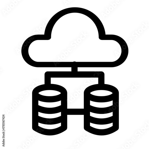 This icon represents cloud-based data storage and a decentralized network architecture. It's perfect for illustrating cloud computing concepts and related technologies.