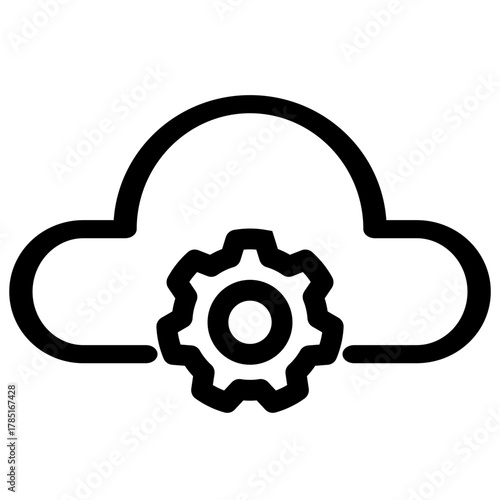 This icon represents cloud server settings and configuration- ideal for websites or applications related to cloud computing- AI- and data storage. It symbolizes control and customization options.