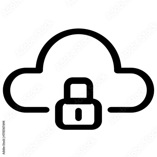 This icon symbolizes secure cloud storage- It represents data protection and privacy in cloud computing- Ideal for technology-related projects.