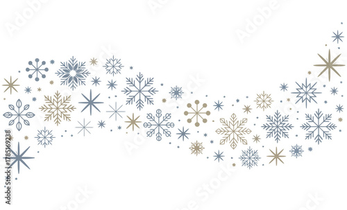Elegant winter snow flurry pattern with diverse delicate snowflakes