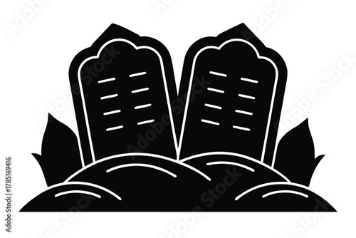 ten commandments tablets vector icon silhouette