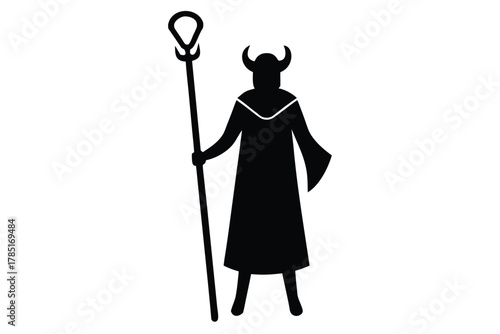 shepherd staff vector icon silhouette