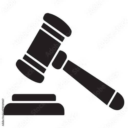 Silhouette of a gavel isolated on white background