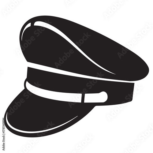 Silhouette of a peaked cap isolated on white background, stylish and modern