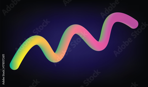 Fluid gradient neon wavy 3d line dynamic abstract background pattern Vector