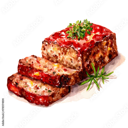 A watercolor painting of Meatloaf, vector illustration on white background.